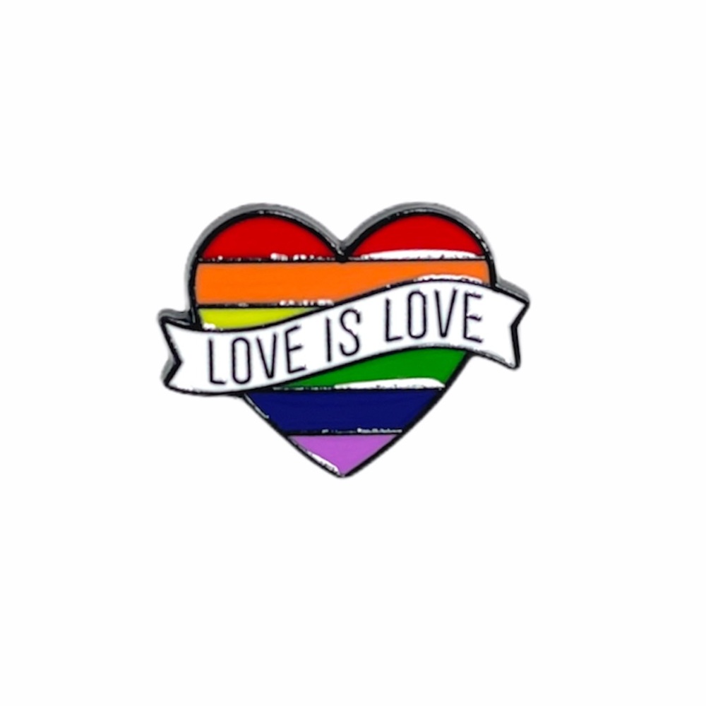 Love Is Love Heart Pin, Rainbow